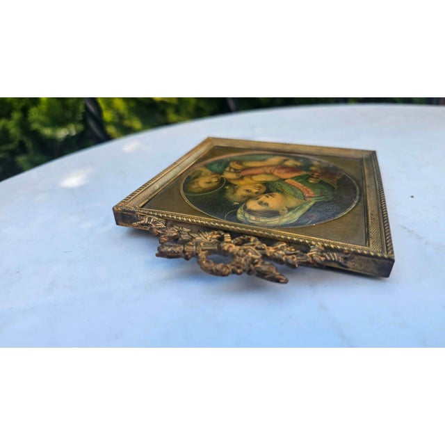 Art Nouveau Chromolithograph in Brass Frame Madonna of the Chair For Sale - Image 3 of 6