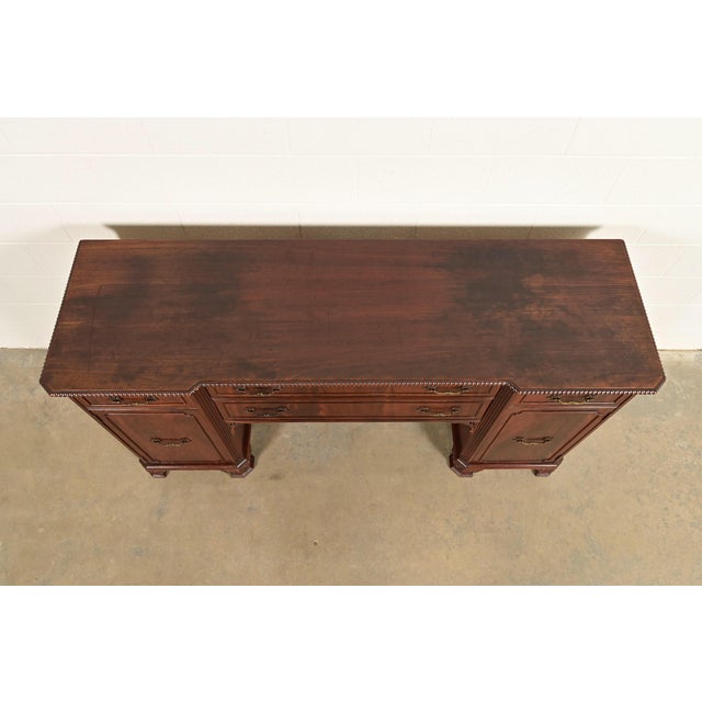 Baker Furniture Style Chippendale Carved Flame Mahogany Sideboard Buffet, Circa 1940s For Sale - Image 9 of 13