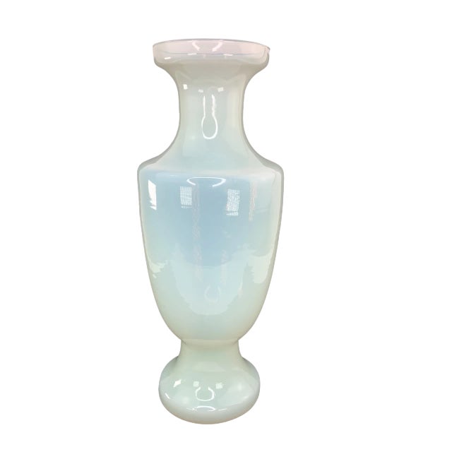 French Large French White Opaline Glass Vase For Sale - Image 3 of 8