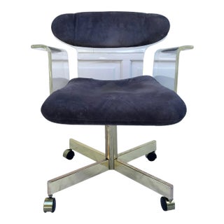 1960s Molded Lucite and Brass Kagan Style Desk Chair For Sale
