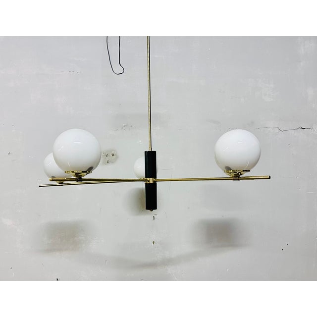 Chandelier with White Opal Spheres, 1960s For Sale - Image 11 of 12