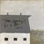 Grey Barn by Sandra Pratt | Oil on Linen Panel of a grey barn under a cloudy sky For Sale