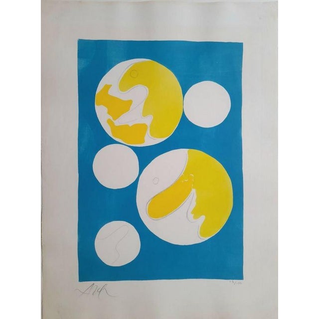 Modern Hans Arp, Cinq Lunes Sur Fond Bleu, 20th Century, Lithograph For Sale - Image 3 of 3