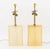 Pair of John Hutton for Donghia Increspato Murano Glass Lamps, yellow rippled glass, two sockets, glass ball finial,...