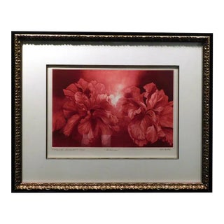Vintage GH Rothe "Hibiscus" Flower Original Hand Signed Color Mezzotint Etching For Sale