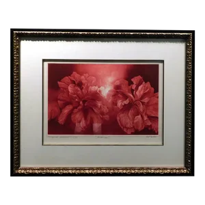 Vintage GH Rothe "Hibiscus" Flower Original Hand Signed Color Mezzotint Etching