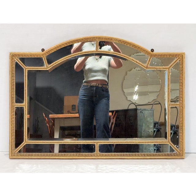 Large English Sectional Overmantel Mirror With Gilt Frame and Beveled Glass For Sale - Image 11 of 12