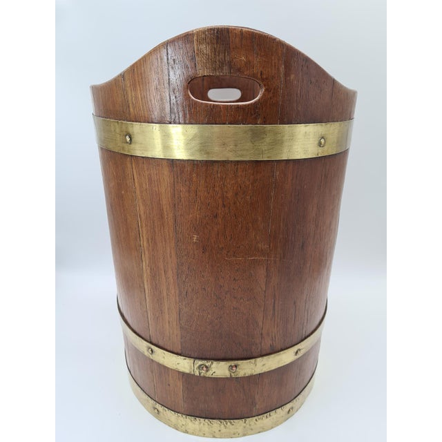 Maritime Wooden Bucket with Brass Hoops, 1960s-1970s For Sale - Image 11 of 14