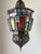 Moroccan Moroccan Moorish Large Hanging Light Fixture Colored Glass Lantern For Sale - Image 3 of 11