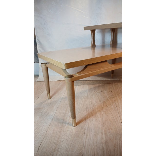 Vintage Mid-Century Modern Two-Tier Blonde Formica Step End Table For Sale - Image 9 of 13