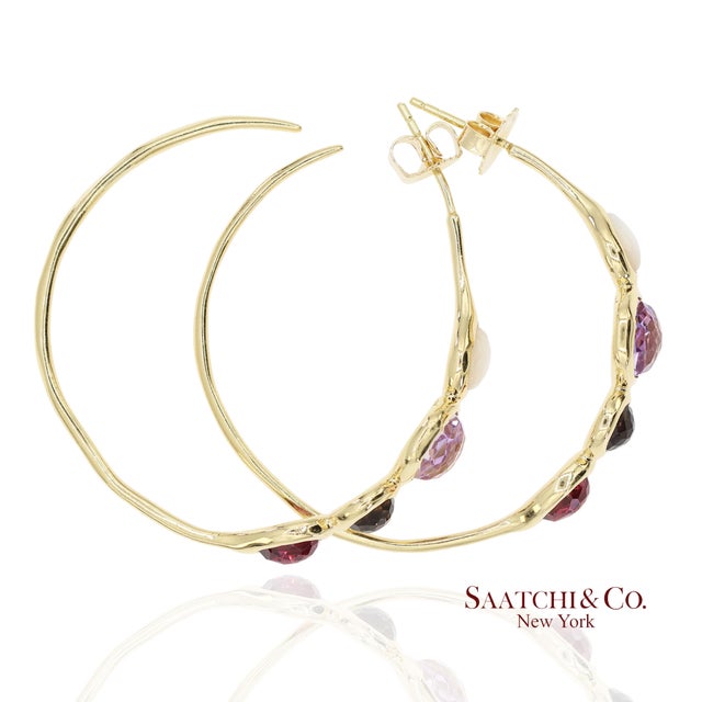Vintage 18k 750 Solid Yellow Gold Ippolita Hoop Earrings, A Pair For Sale In New York - Image 6 of 12