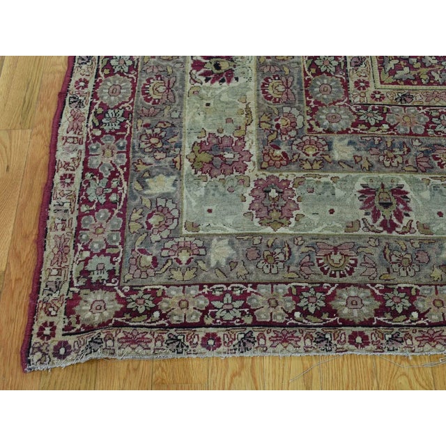 Textile Late 19th Century Antique Lavar Kerman Ivory Medallion Rug For Sale - Image 7 of 13