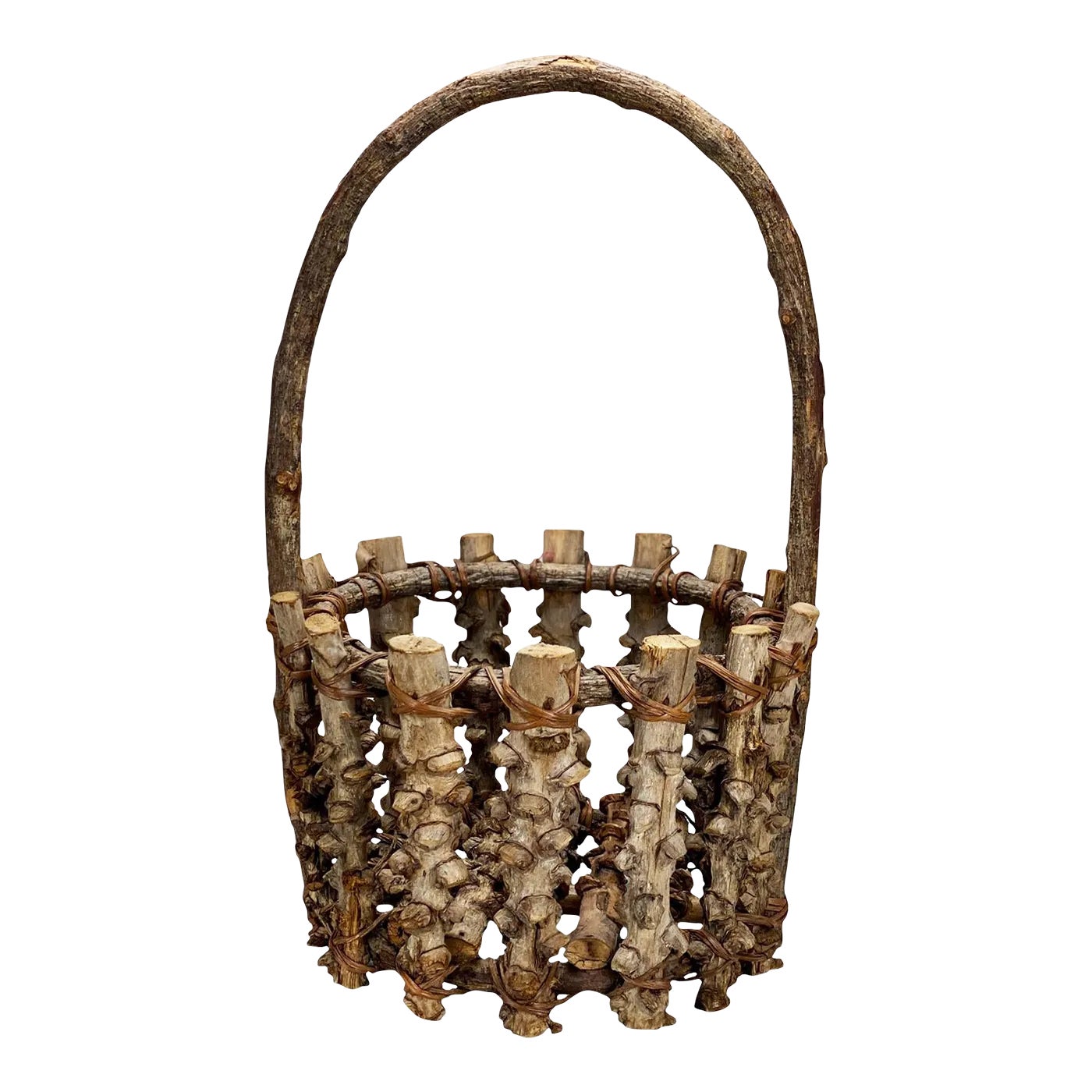 Antique Large Primitive Adirondack Twig Mushroom Foraging Basket Chairish