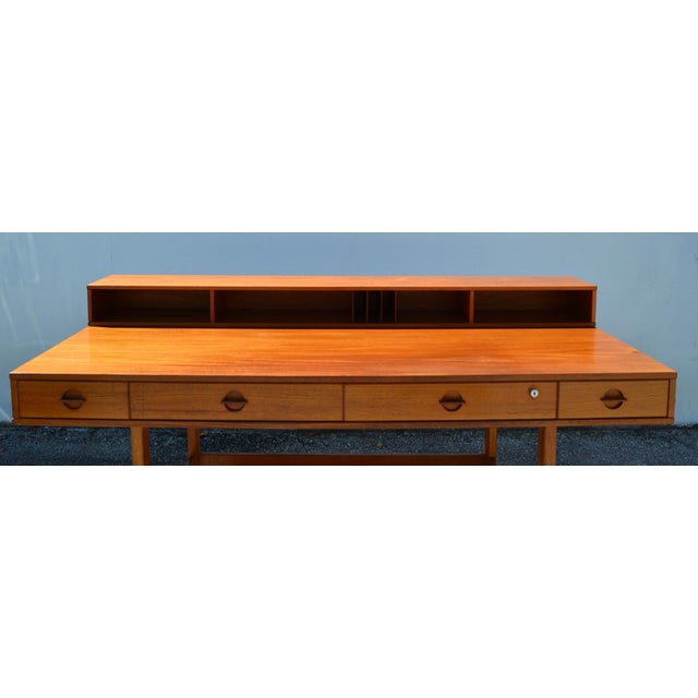 Wood 1970 Peter Løvig Nielsen Dansk Design Denmark Teak Flip Top Desk Writing Table For Sale - Image 7 of 16