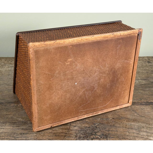 Wood Woven Rattan Desk Organizer / Letter Holder With Tiered Compartments For Sale - Image 7 of 7