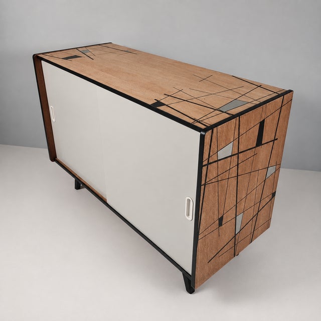 Vintage White Commode in Oak, 1960s For Sale - Image 3 of 9