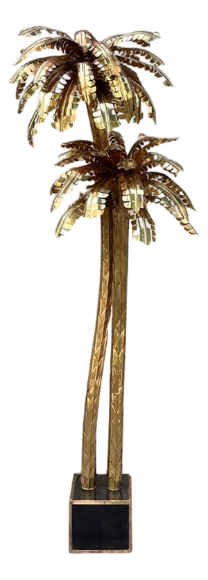 Palm Trees Floor Lamp in Gilt Brass by Christian Techoueyres for Maison Jansen, France, 1970s