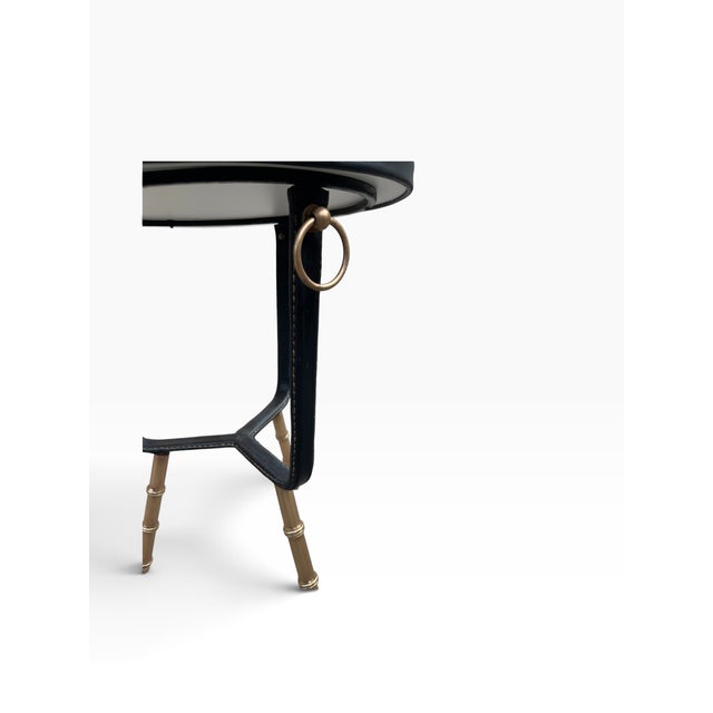 Stitched Leather Side Tables by Jacques Adnet, 1950, Set of 2 For Sale - Image 4 of 9