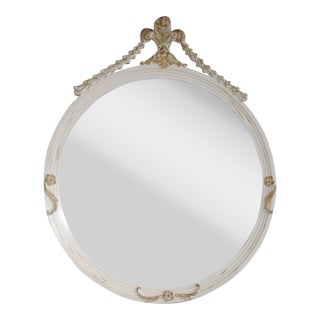 1940's Wood Laurel Wreath Round Mirror For Sale