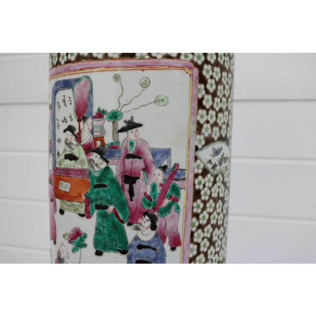 Mid 20th Century Large Mid Century Famille Rose Porcelain Umbrella Stand For Sale - Image 16 of 18