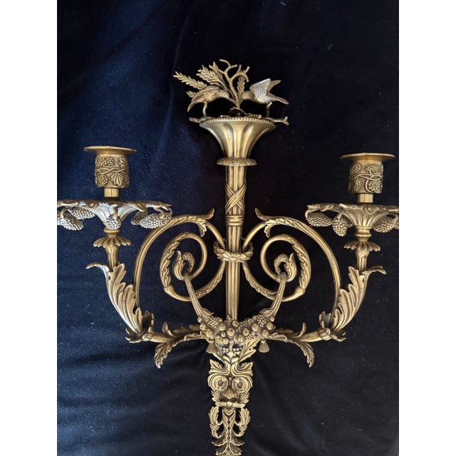 Vintage Pair Decorative Crafts Inc. Neoclassical Brass Two Arm Candle Sconces. Rare For Sale In New York - Image 6 of 10
