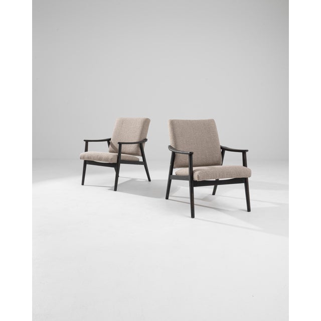 Mid 20th Century 1960s Czech Upholstered Armchairs, a Pair For Sale - Image 5 of 12