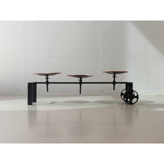 Metal Industrial Bench with Adjustable Leather Seats by Kare Design, 2000s For Sale - Image 7 of 16