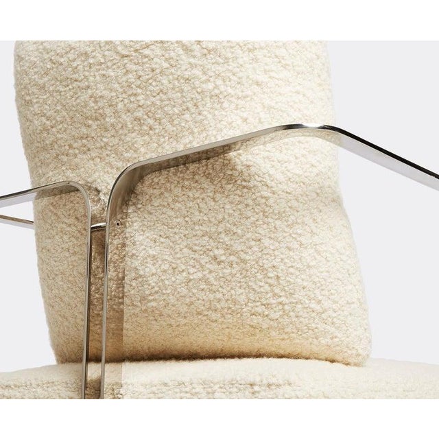 Cream Silla Armchair, Lazzarini & Pickering, Marta Sala Editions, Polished Stainless For Sale - Image 8 of 8