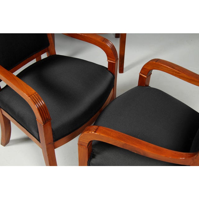Tan Antique French Armchairs, 1830, Set of 6 For Sale - Image 8 of 11