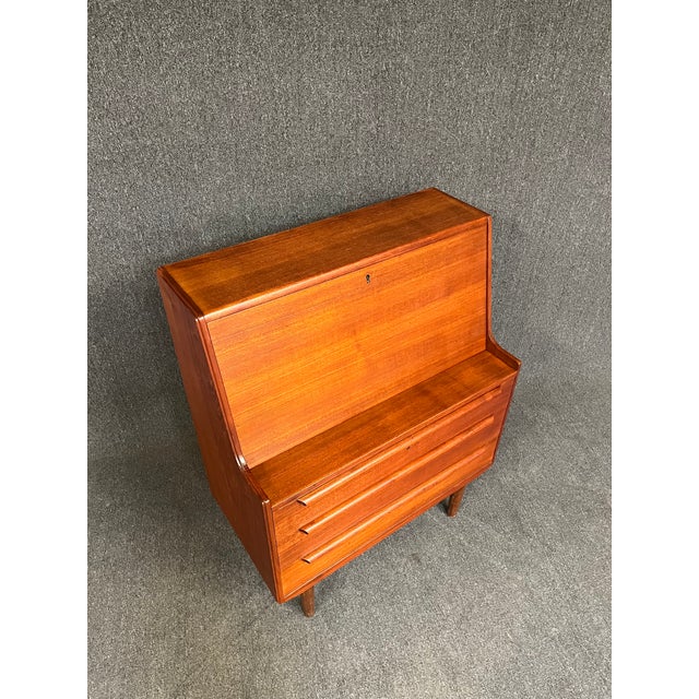 1960s 1960s Vintage Mid Century Danish Teak Secretary Desk For Sale - Image 5 of 6
