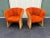 Mid-Century Modern 1960's Sculptural Rattan Barrel Chairs in Original Orange Chenille- A Pair For Sale - Image 3 of 12