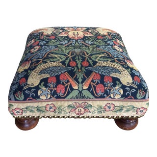 1990s Scully and Scully Strawberry Thief Morris & Co. Tapestry Footstool, Made in England For Sale