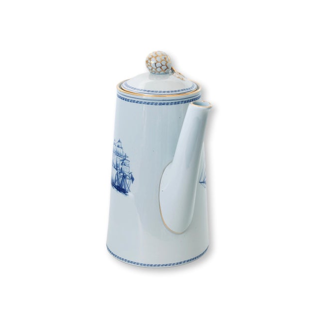 Mid 20th Century Nautical Spode Clipper Ship Tradewind Blue Coffee Pot For Sale In Los Angeles - Image 6 of 7