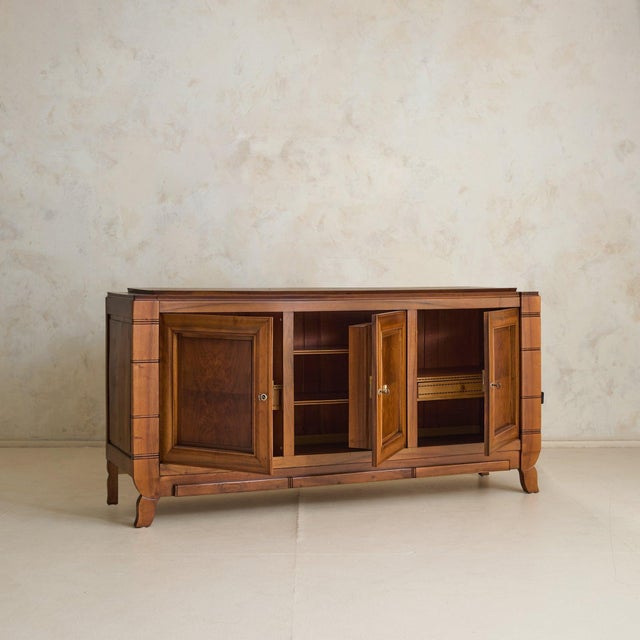 Mid-Century Modern French Wood Sideboard with Concealed Bar, 1950s For Sale - Image 3 of 11