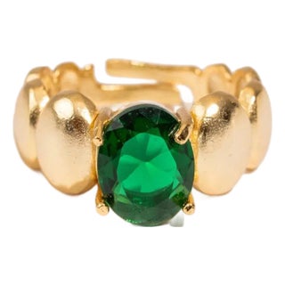 Emerald Aura Gold Adjustable Ring, Size 4 For Sale