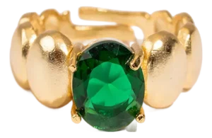 Emerald Aura Gold Adjustable Ring, Size 4