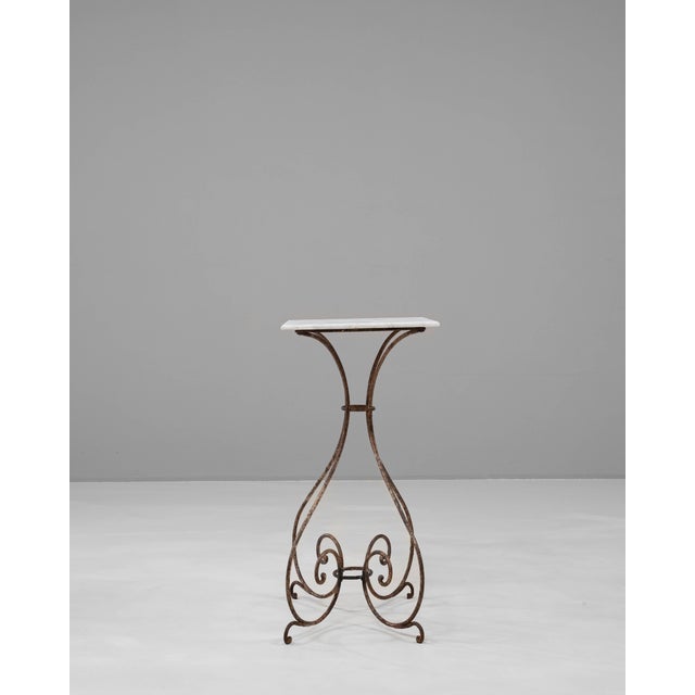 1900s French Metal Table With Marble Top For Sale - Image 4 of 10