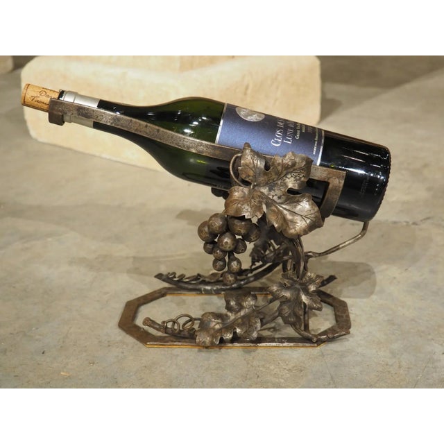 Metal Antique French Wrought Iron Wine Bottle Cradle, Circa 1900 For Sale - Image 7 of 10