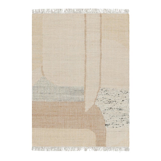Rug & Kilim’s Abstract Flatweave with Cream and Beige Geometric Patterns - 9x12 For Sale