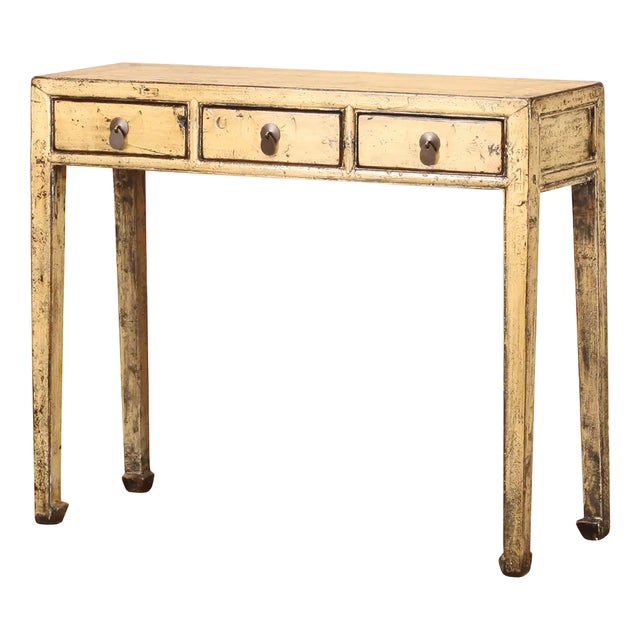 Cream Lacquered Three Drawer Console, 1920s For Sale