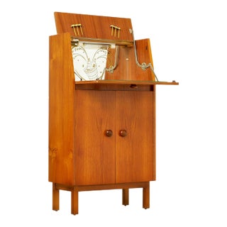 1960s Teak English Dry Bar Liquor Cabinet For Sale