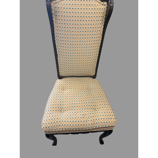 Set of 4 Vintage French Louis XV Style Dining Chairs Carved Wood Upholstered For Sale - Image 10 of 11