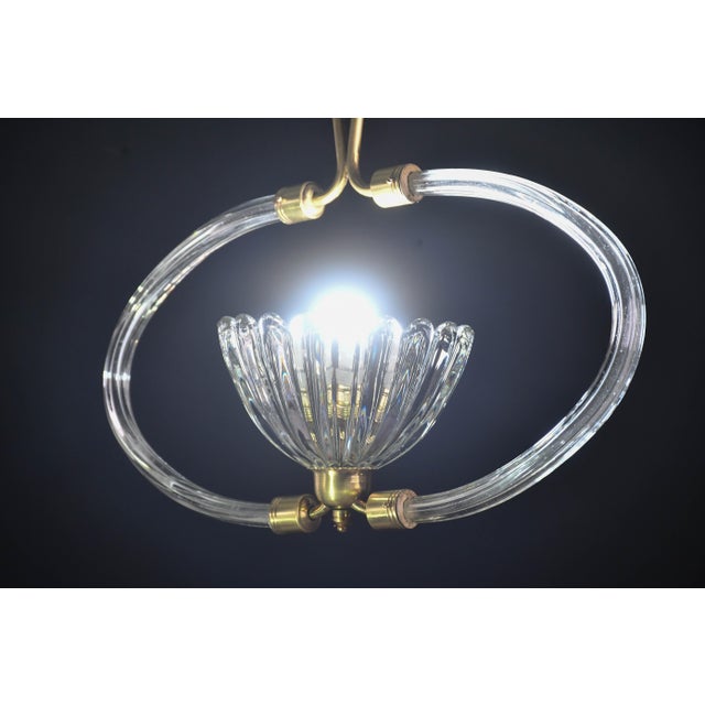 1950s Art Decò Murano Glass and Brass Chandelier by Barovier & Toso For Sale - Image 13 of 13