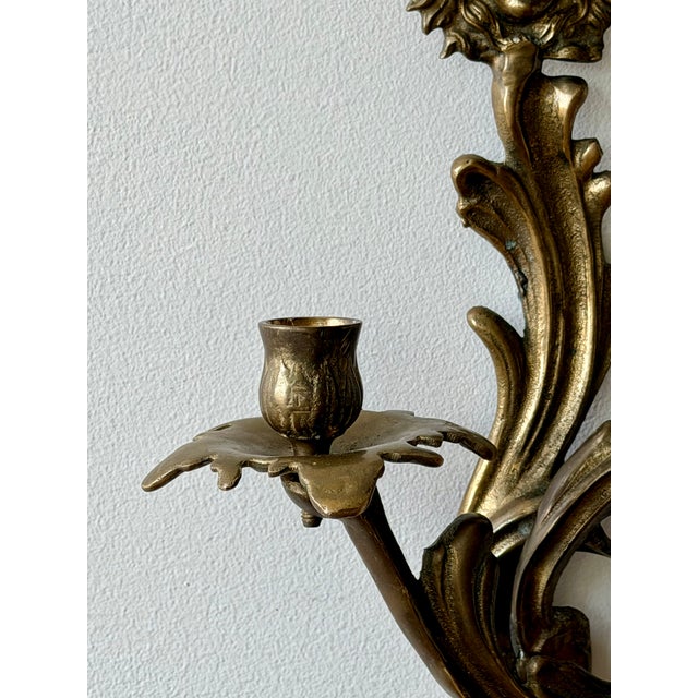 Vintage Brass Wall Sconce With Medusa Motif For Sale - Image 9 of 14
