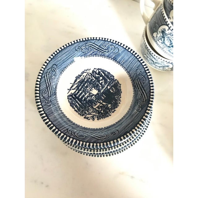 Mid 20th Century Currier And Ives Early Winter Blue And White