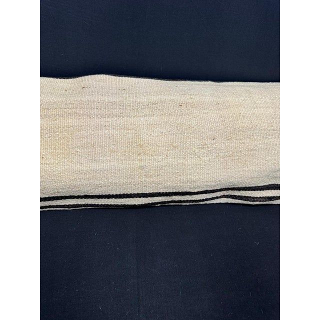 Contemporary Turkish Hemp Pillow Cushion Natural Beige Black Cushion Cover 14"x45" For Sale - Image 3 of 4