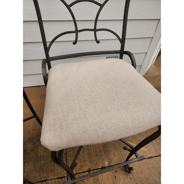 1990s Pair of Iron Bar Stools For Sale - Image 5 of 9