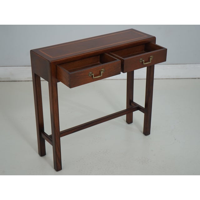 Traditional Mahogany Inlaid 2 Drawer Console Table For Sale - Image 3 of 17