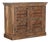 Cabinet/Buffet Constructed From Antique Indian Carved Teakwood and Brass Door Panels and Reclaimed Wood For Sale