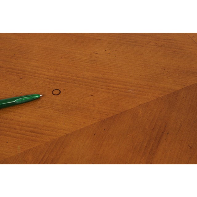 Satinwood Finish Pedestal Dining Room Table W. Paw Feet For Sale - Image 9 of 18